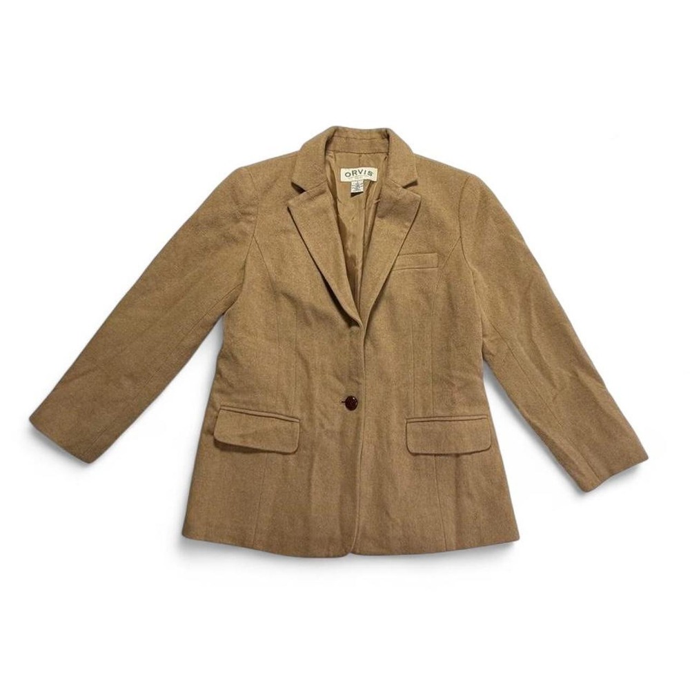 Vintage 90s/ Y2K Orvis Camel Hair Blazer Jacket  Tan
